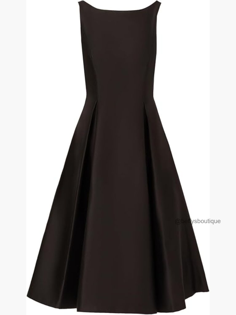 Sleeveless Mid-Length Fit-And-Flare Dress V-Back Cocktail Party